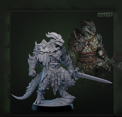 Dragonborn Ranger, Fighter, Paladin Sword | 28mm, 32mm,54mm, 75mm, 100mm Scale Resin Miniature | Dungeons and Dragons D&D 5e | Pathfinder