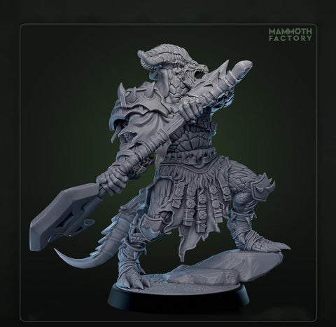 Dragonborn Barbarian, Ranger, Fighter Axe | 28mm, 32mm,54mm, 75mm, 100mm Scale Resin Miniature | Dungeons and Dragons D&D 5e | Pathfinder