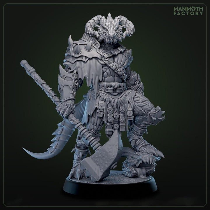 Dragonborn Barbarian, Ranger, Fighter Hammer | 28mm, 32mm,54mm, 75mm, 100mm Scale Resin Miniature | Dungeons and Dragons D&amp;D 5e | Pathfinder