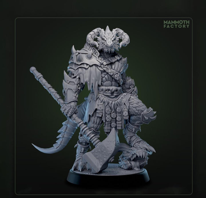 Dragonborn Barbarian, Ranger, Fighter Hammer | 28mm, 32mm,54mm, 75mm, 100mm Scale Resin Miniature | Dungeons and Dragons D&amp;D 5e | Pathfinder