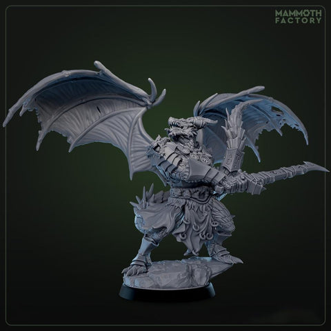 Dragonborn Paladin, Ranger, Fighter, Wings Sword | 28mm,32mm,54mm, 75mm, 100mm Scale Resin Miniature | Dungeons & Dragons DnD 5e Pathfinder