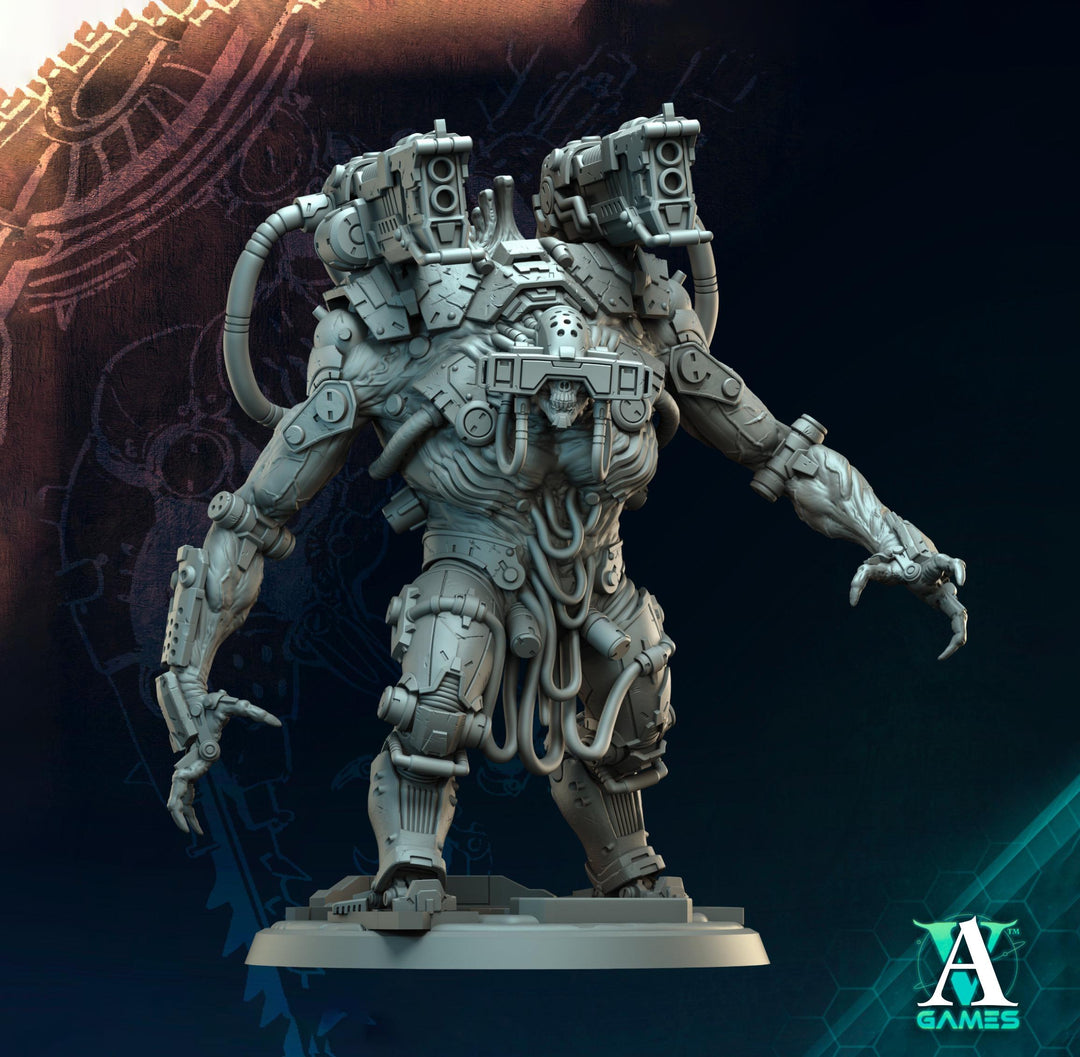 Sci-Fi Heavy Terminator Chaos Demon Knight Miniature | 32mm, 40mm, 50mm, 65mm 80mm BASE SIZES | Resin Unpainted | Sci-fi Archvillain Games