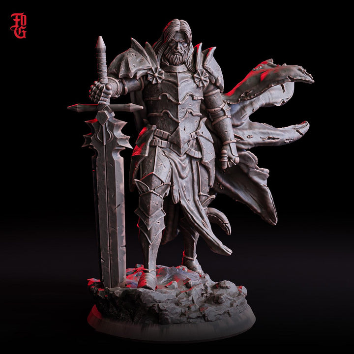 Human Paladin, Fighter Sword | UNPAINTED Miniature | 28mm, 32mm, 54mm,75mm, 100mm Scales | Pathfinder Figure | DnD | Dungeons &amp; Dragons |