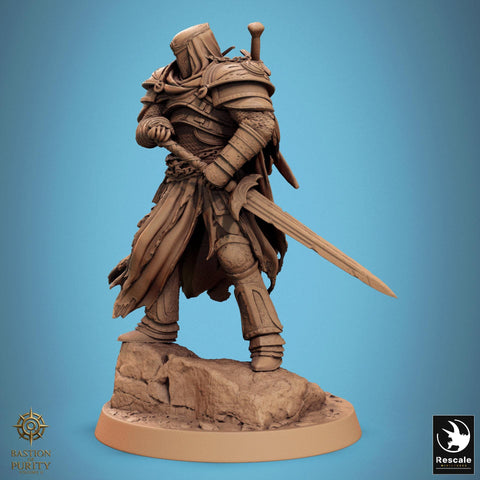 Paladin, Fighter,Battlemaster Sword, DnD 5e Unpainted Miniature| 28mm, 32mm,54mm,75mm,100mm Scales | Dungeons & Dragons | Pathfinder