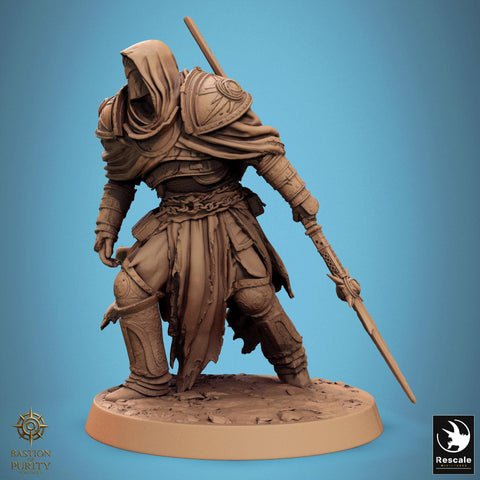 Paladin, Fighter, Polearm Master Spear, DnD 5e Unpainted Miniature| 28mm, 32mm,54mm,75mm,100mm Scales | Dungeons & Dragons | Pathfinder