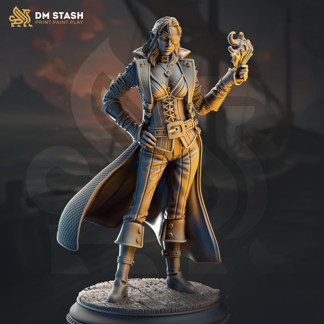 Half Elf Female Arcane Trickster Rogue, Swashbuckler | 28mm, 32mm,54mm,75mm, 100mm Scale Resin Mini | D&amp;D 5e Pathfinder | DM Stash