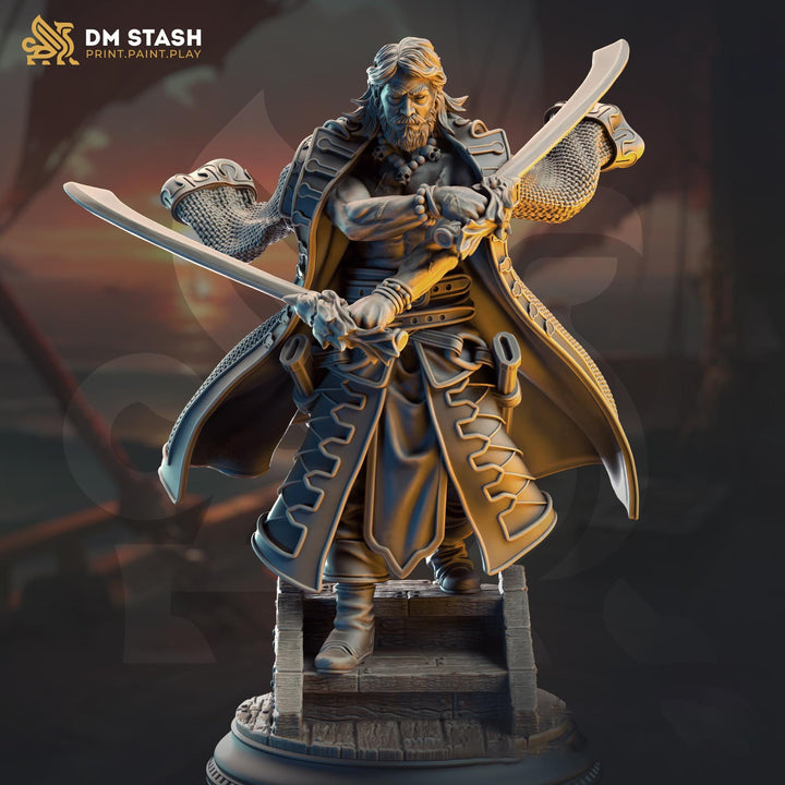 Human Fighter, Ranger, Rogue, Swashbuckler | Unpainted Miniature | 28mm, 32mm, 54mm,75mm, 100mm Scales | Pathfinder Figure | DnD |