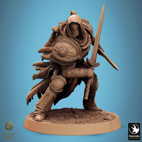 Paladin, Fighter, Two-Weapon Fighting Swords, DnD 5e Unpainted Miniature| 28mm, 32mm,54mm,75mm,100mm Scales| Dungeons & Dragons | Pathfinder
