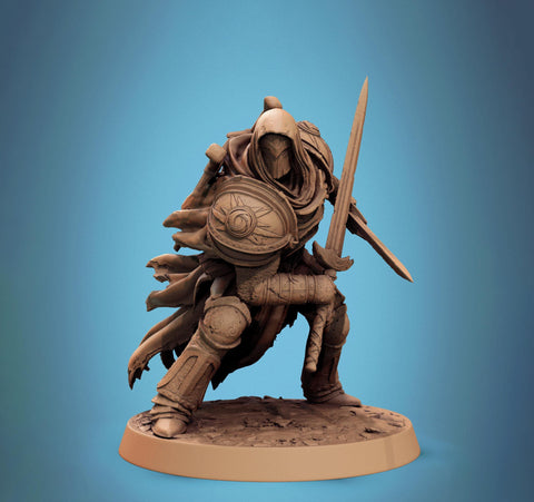 Paladin, Fighter, Two-Weapon Fighting Swords, DnD 5e Unpainted Miniature| 28mm, 32mm,54mm,75mm,100mm Scales| Dungeons & Dragons | Pathfinder