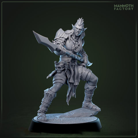 Half-Elf / Elf Ranger, Fighter, Polearm Master PC / NPC | 28mm, 32mm,54mm,75mm,100mm Resin Miniature |Dungeons and Dragons |Mammoth Factory