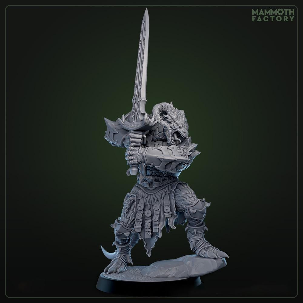Dragonborn Ranger, Fighter, Paladin Sword | 28mm, 32mm,54mm, 75mm, 100mm Scale Resin Miniature | Dungeons and Dragons D&amp;D 5e | Pathfinder
