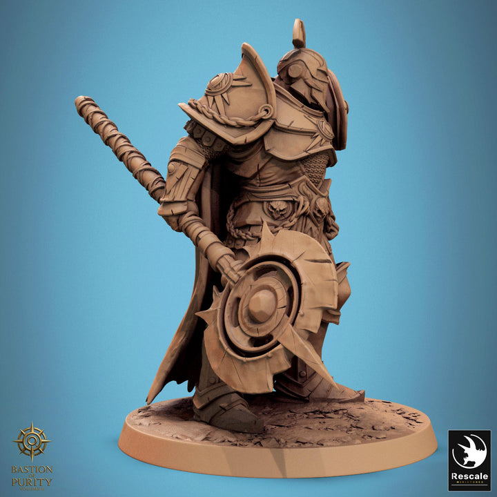 Paladin, Fighter, Polearm Master Spear, DnD 5e Unpainted Miniature| 28mm, 32mm,54mm,75mm,100mm Scales | Dungeons &amp; Dragons | Pathfinder