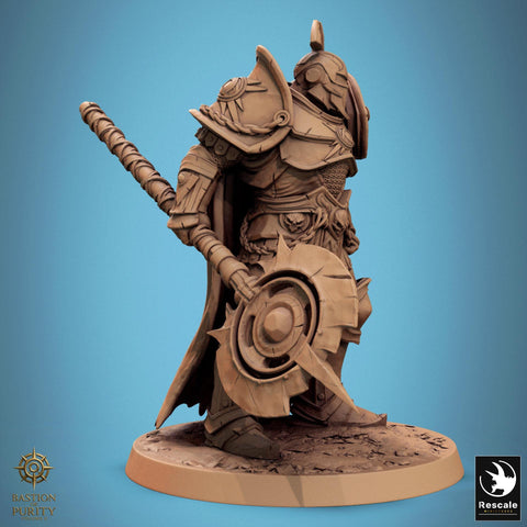 Paladin, Fighter, Polearm Master Spear, DnD 5e Unpainted Miniature| 28mm, 32mm,54mm,75mm,100mm Scales | Dungeons & Dragons | Pathfinder