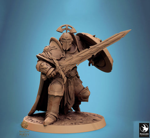Paladin, Fighter, Sword n Shield PC/ NPC, DnD 5e Unpainted Miniature| 28mm, 32mm,54mm,75mm,100mm Scales | Dungeons & Dragons | Pathfinder