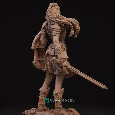 Human Female Fighter Gladiator PC / NPC Unpainted D&D 5e | 28mm,32mm,54mm,75mm,100mm Scales | Pathfinder| Nerikson