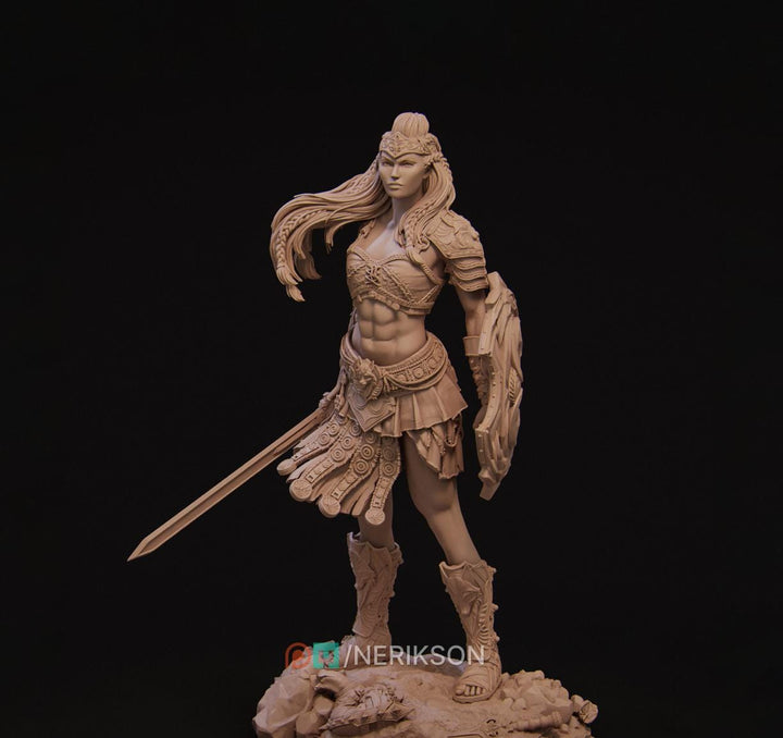 Human Female Fighter Gladiator PC / NPC Unpainted D&amp;D 5e | 28mm,32mm,54mm,75mm,100mm Scales | Pathfinder| Nerikson