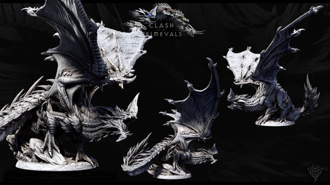 Eldar Legendary Chromatic Blue Dragon (4 sizes) D&D Unpainted Miniature | 230mm Height | Resin Figurine | Dungeons and Dragons 5e Pathfinder