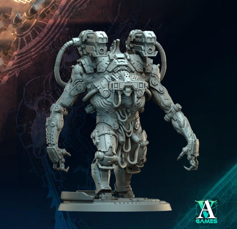 Sci-Fi Heavy Terminator Chaos Demon Knight Miniature | 32mm, 40mm, 50mm, 65mm 80mm BASE SIZES | Resin Unpainted | Sci-fi Archvillain Games