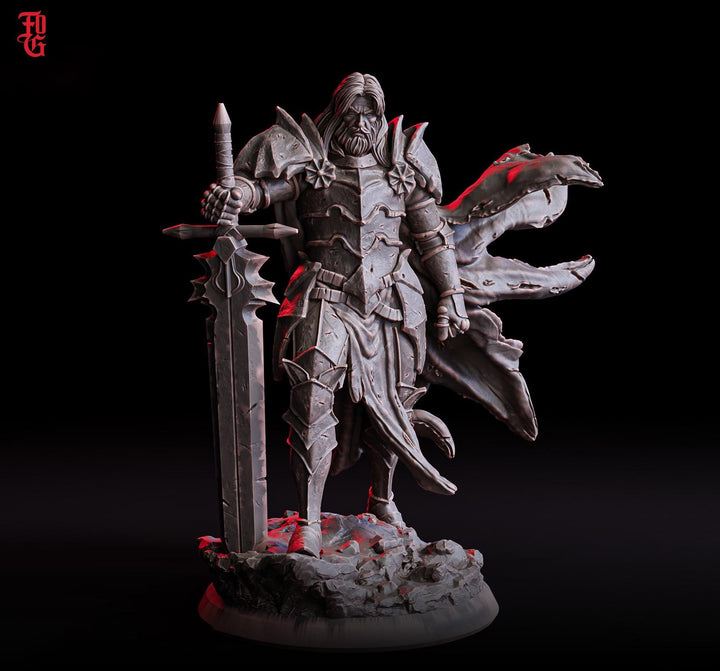 Human Paladin, Fighter Sword | UNPAINTED Miniature | 28mm, 32mm, 54mm,75mm, 100mm Scales | Pathfinder Figure | DnD | Dungeons &amp; Dragons |