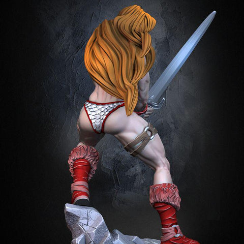 Human Female Barbarian Fighter | UNPAINTED Resin Miniature 28mm,32mm,54mm,75mm,100mm Scale | Dungeons & Dragons 5e | Pathfinder | Dnd Gift