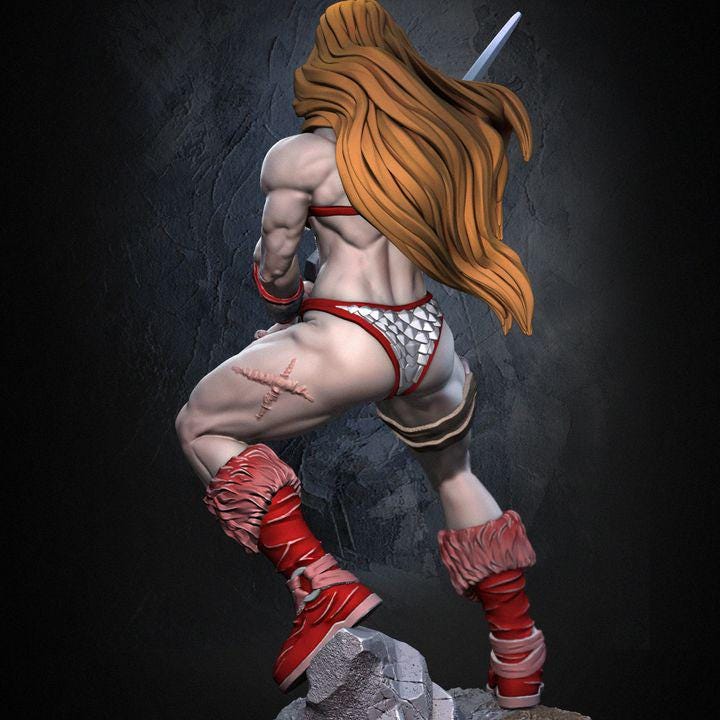 Human Female Barbarian Fighter | UNPAINTED Resin Miniature 5 Sizes /Scale | Pathfinder | Dnd