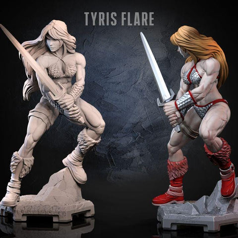 Human Female Barbarian Fighter | UNPAINTED Resin Miniature 5 Sizes /Scale | Pathfinder | Dnd