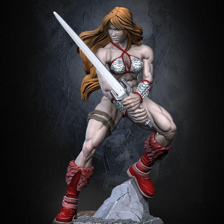 Human Female Barbarian Fighter | UNPAINTED Resin Miniature 5 Sizes /Scale | Pathfinder | Dnd