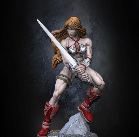 Human Female Barbarian Fighter | UNPAINTED Resin Miniature 5 Sizes /Scale | Pathfinder | Dnd