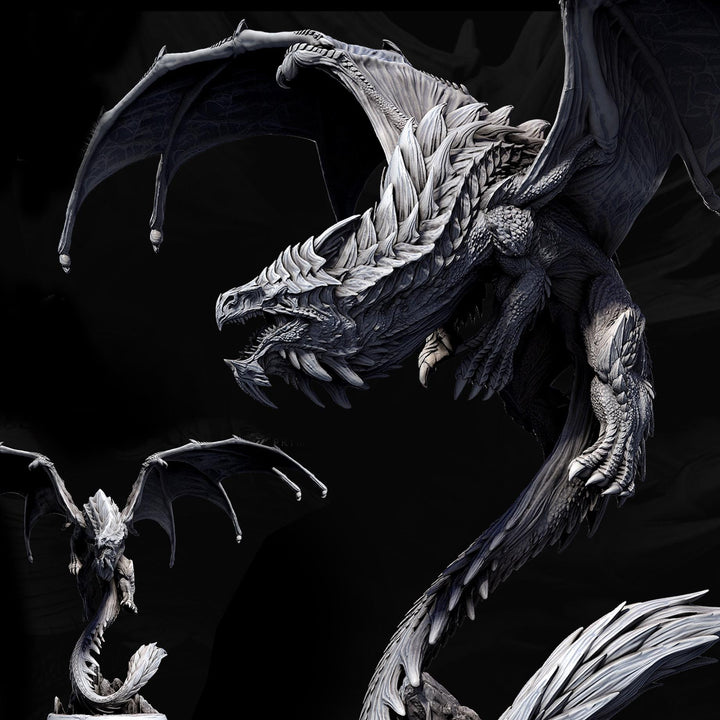 Eldar Legendary Chromatic White Dragon (4 sizes) Unpainted Miniature | 391mm Wing Span | Resin Figurine | Dungeons and Dragons 5e Pathfinder