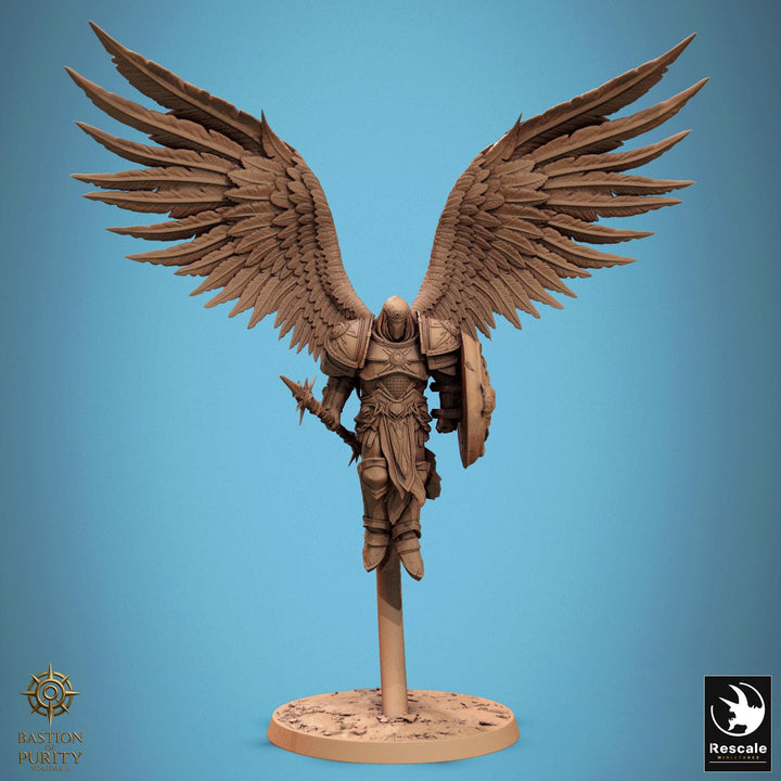 Aasimar Paladin, Angel, Solar,Spear n Shield, DnD 5e Unpainted Miniature| 28mm, 32mm,54mm,75mm,100mm Scales | Dungeons &amp; Dragons |Pathfinder