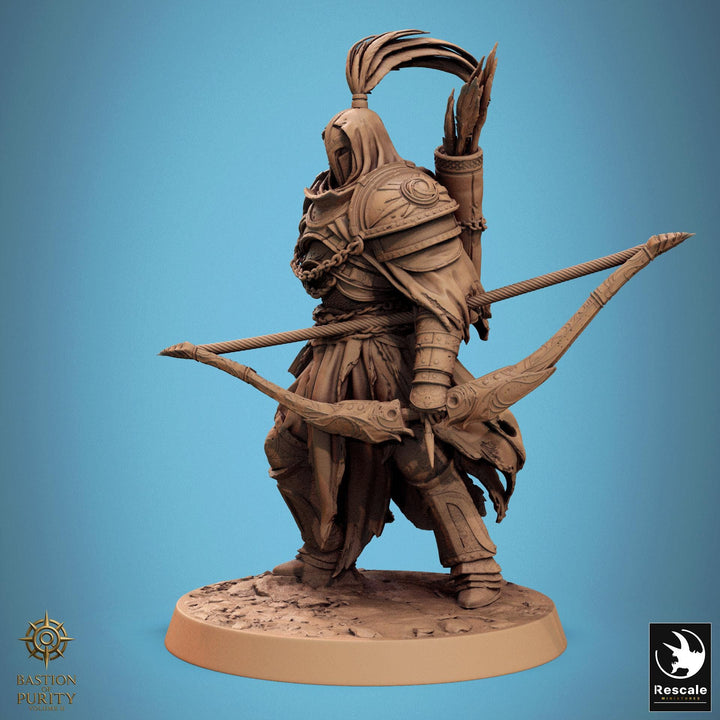 Human Paladin, Fighter Sharpshooter Helm, Bow PC / NPC, DnD 5e Unpainted Mini| 28mm, 32mm,54mm,75mm,100mm Scales | Dungeons &amp; Dragons gift