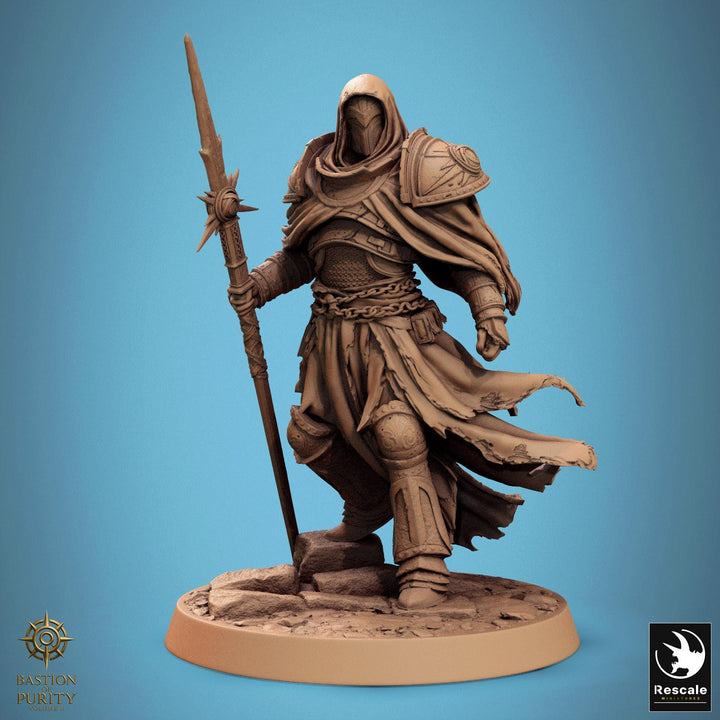 Paladin, Fighter, Polearm Master Spear, DnD 5e Unpainted Miniature| 28mm, 32mm,54mm,75mm,100mm Scales | Dungeons &amp; Dragons | Pathfinder