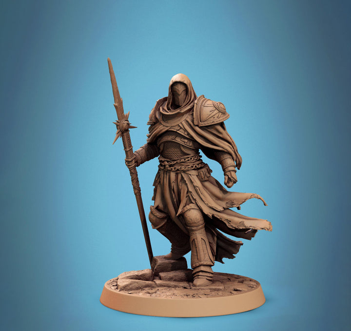 Paladin, Fighter, Polearm Master Spear, DnD 5e Unpainted Miniature| 28mm, 32mm,54mm,75mm,100mm Scales | Dungeons &amp; Dragons | Pathfinder