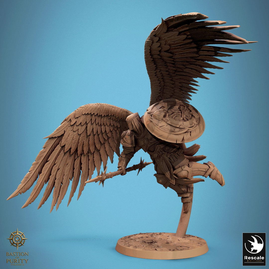 Aasimar Paladin, Angel, Solar,Spear n Shield, DnD 5e Unpainted Miniature| 28mm, 32mm,54mm,75mm,100mm Scales | Dungeons &amp; Dragons |Pathfinder