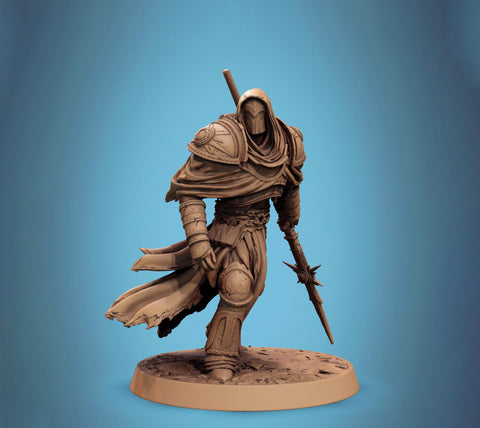 Paladin, Fighter, Polearm Master Spear, DnD 5e Unpainted Miniature| 28mm, 32mm,54mm,75mm,100mm Scales | Dungeons & Dragons | Pathfinder
