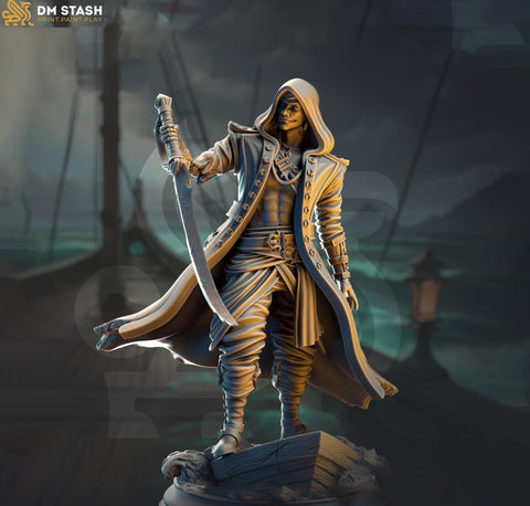 Human Rogue, Pirate, Thief, Assassin | 28mm, 32mm,54mm,75mm, 100mm Scale Resin Miniature | Dungeons and Dragons 5e Pathfinder | DM Stash
