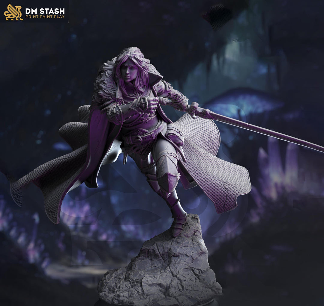 Female Fighter, Ranger, Paladin, Sword D&D 5e Mini | 28mm, 32mm,54mm,75mm,100mm Scales | Dungeons and Dragons Pathfinder | DM Stash