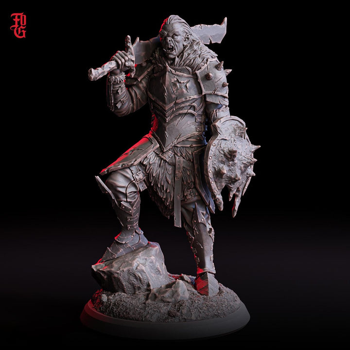 Orc Fighter Barbarian Armor Sword n Shield, Half-Orc | Scales: 28mm,32mm ,54mm,75mm,100mm Megaboss | Dungeons &amp; Dragons 5e | Pathfinder