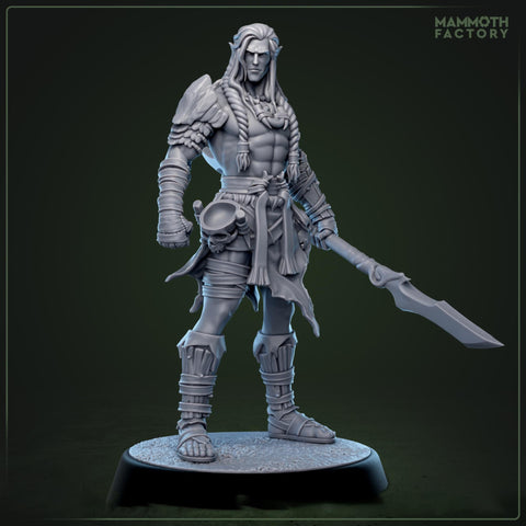 Half-Elf / Elf Ranger, Fighter, Polearm Master PC / NPC | 28mm, 32mm,54mm,75mm,100mm Resin Miniature |Dungeons and Dragons |Mammoth Factory
