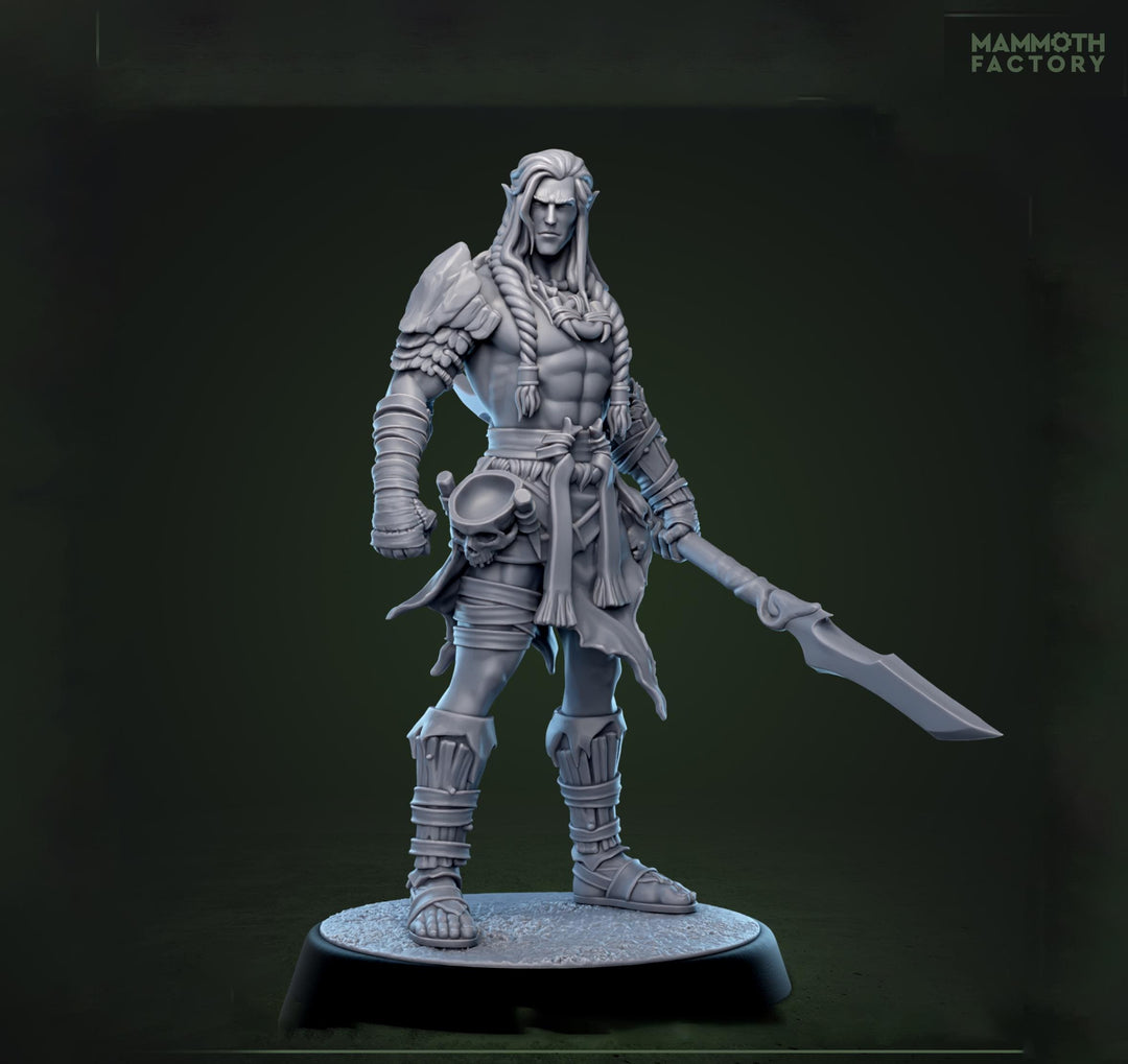 Half-Elf / Elf Ranger, Fighter, Polearm Master PC / NPC | 28mm, 32mm,54mm,75mm,100mm Resin Miniature |Dungeons and Dragons |Mammoth Factory