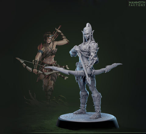 Female Elf Gloom Stalker Ranger Assassin Rogue Unpainted | 28mm,32mm,54mm,75mm,100mm Scale | Resin Dungeons and Dragons | Mammoth Factory