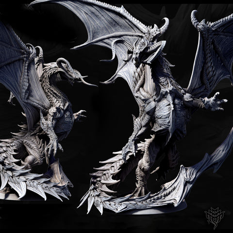 Eldar Legendary Chromatic Black Dragon (4 sizes) Unpainted Miniature | 391mm Wing Span | Resin Figurine | Dungeons and Dragons 5e Pathfinder