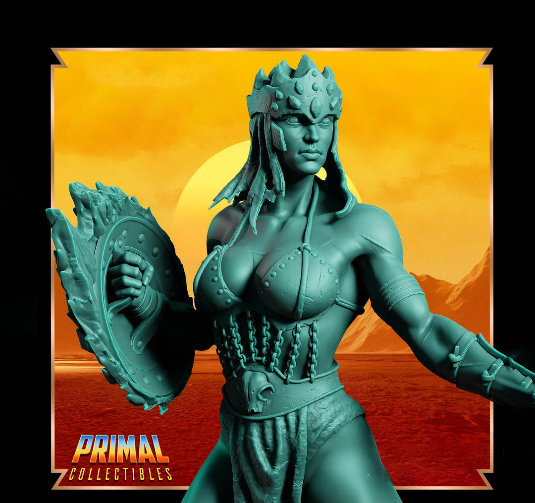 Human Female Fighter, Gladiator, Barbarian, PC / NPC Unpainted D&amp;D 5e | 28mm,32mm,54mm,75mm,100mm Scales Dungeons and Dragons | Pathfinder