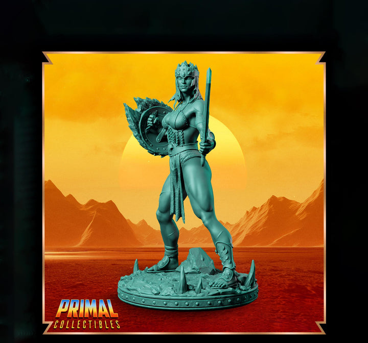 Human Female Fighter, Gladiator, Barbarian, PC / NPC Unpainted D&amp;D 5e | 28mm,32mm,54mm,75mm,100mm Scales Dungeons and Dragons | Pathfinder
