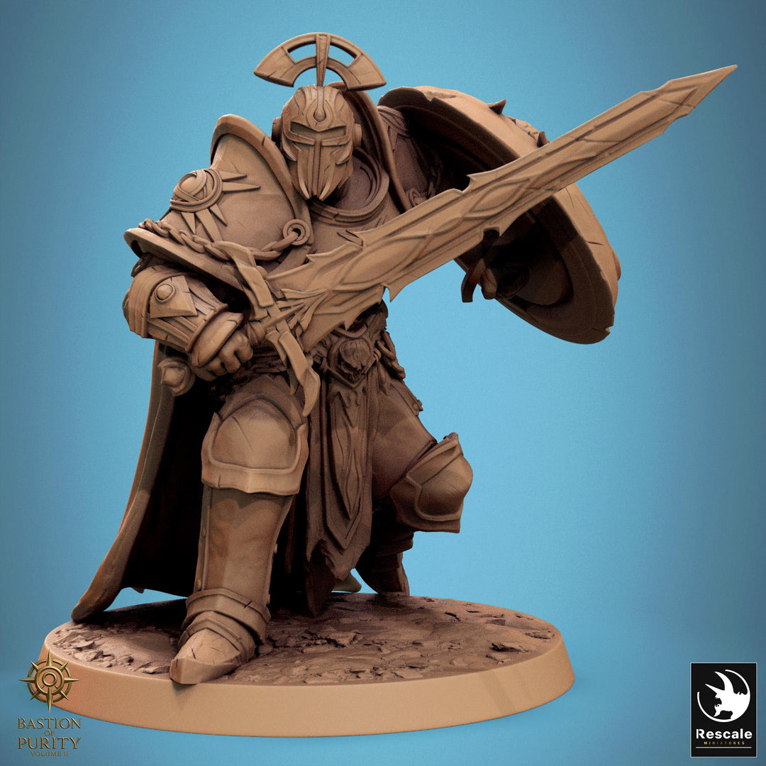 Paladin, Fighter, Sword n Shield PC/ NPC, DnD 5e Unpainted Miniature| 28mm, 32mm,54mm,75mm,100mm Scales | Dungeons &amp; Dragons | Pathfinder