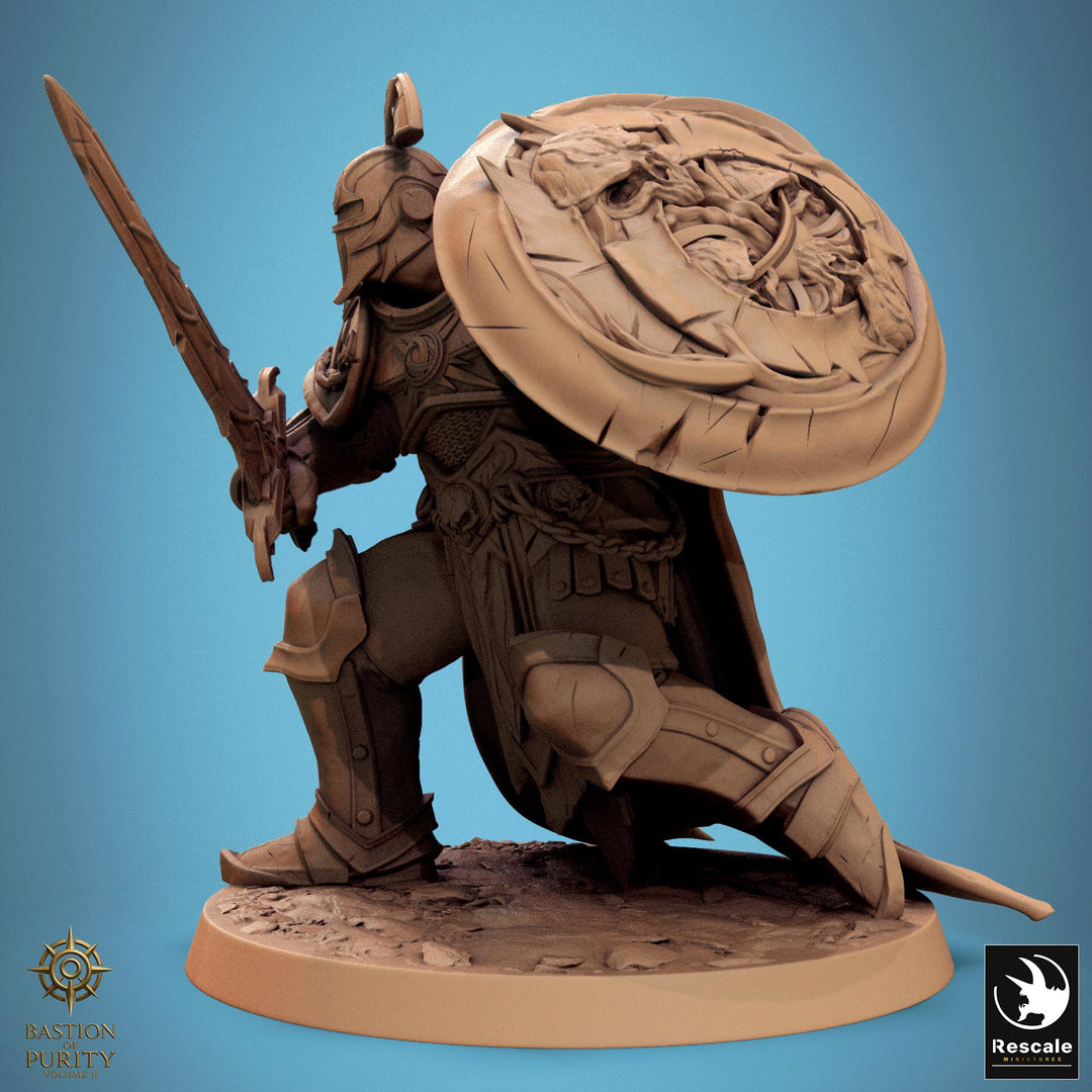 Paladin, Fighter, Sword n Shield PC/ NPC, DnD 5e Unpainted Miniature| 28mm, 32mm,54mm,75mm,100mm Scales | Dungeons &amp; Dragons | Pathfinder