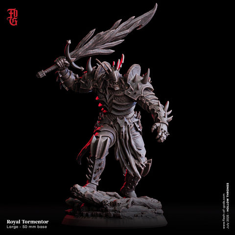 Undead Death Knight, Tormentor | 28mm, 32mm, 54mm,75mm,100mm Scale Resin Miniature | Flesh Of Gods | Dungeons and Dragons 5e | Pathfinder