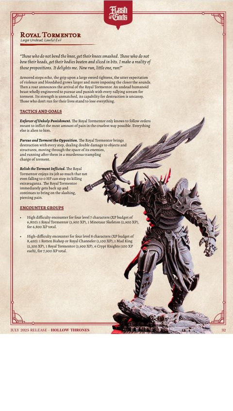 Undead Death Knight, Tormentor | 28mm, 32mm, 54mm,75mm,100mm Scale Resin Miniature | Flesh Of Gods | Dungeons and Dragons 5e | Pathfinder