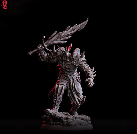 Undead Death Knight, Tormentor | 28mm, 32mm, 54mm,75mm,100mm Scale Resin Miniature | Flesh Of Gods | Dungeons and Dragons 5e | Pathfinder