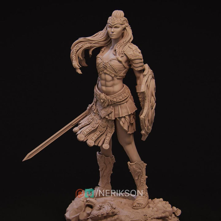 Human Female Fighter Gladiator PC / NPC Unpainted D&amp;D 5e | 28mm,32mm,54mm,75mm,100mm Scales | Pathfinder| Nerikson